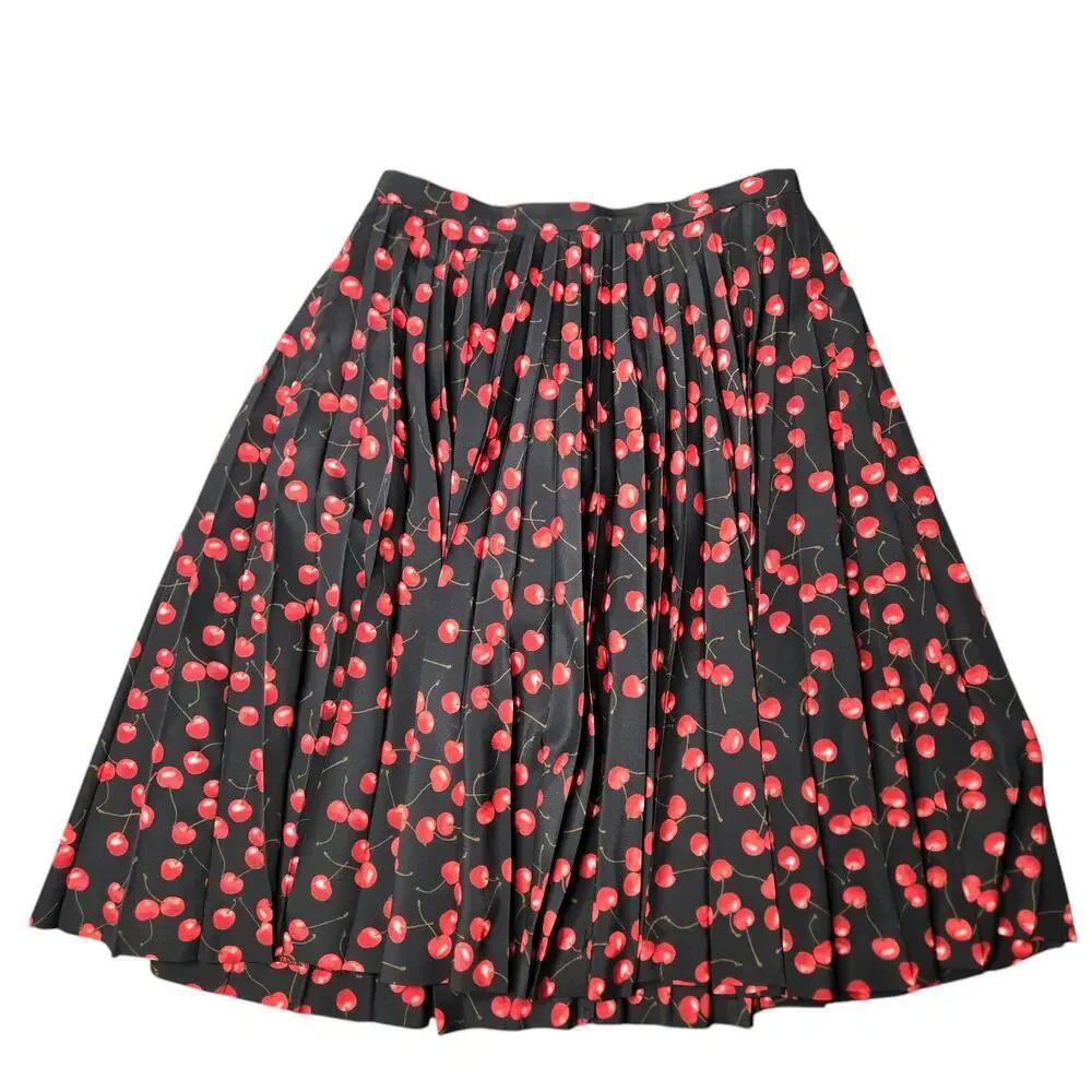 J.Crew Cherry Print Midi Pleated Skirt Size: 4